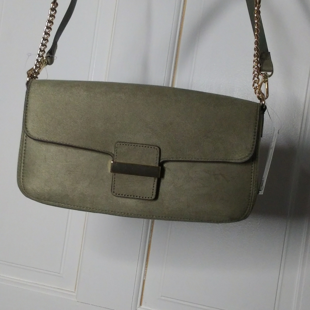 Faux suede military green crossbody bag